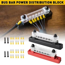 2x 12 Terminal Block Bar & Bus Cover Distribution Bus Bar Auto Boat Power 12V