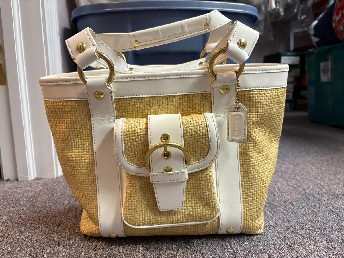 バッグ COACH Legacy Turnlock Straw Basket Bag Coach Legacy Large Straw Exterior Bags & Handbags for Women for