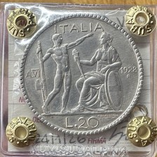 MONETA REGNO D'ITALIA 20 LIRE LITTORE 1928 ANNO VI RARA sigillata qSPL SUBALPINA