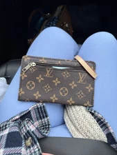 Louis Vuitton Brown Monogram Key Card Holder Chain Pouch Wallet