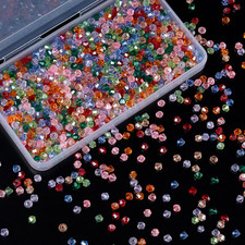 1100PCS 4mm Bicone Crystal Glass Beads for Jewelry Making, Sparkling Mini Beads