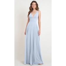 Jenny Yoo Brady Dress Whisper Blue Luxe Chiffon Size 16 NWT Bridesmaid Maxi Gown