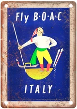 Vintage A [artist] Fly BOAC Italy Travel Poster Retro Look Sign T2249