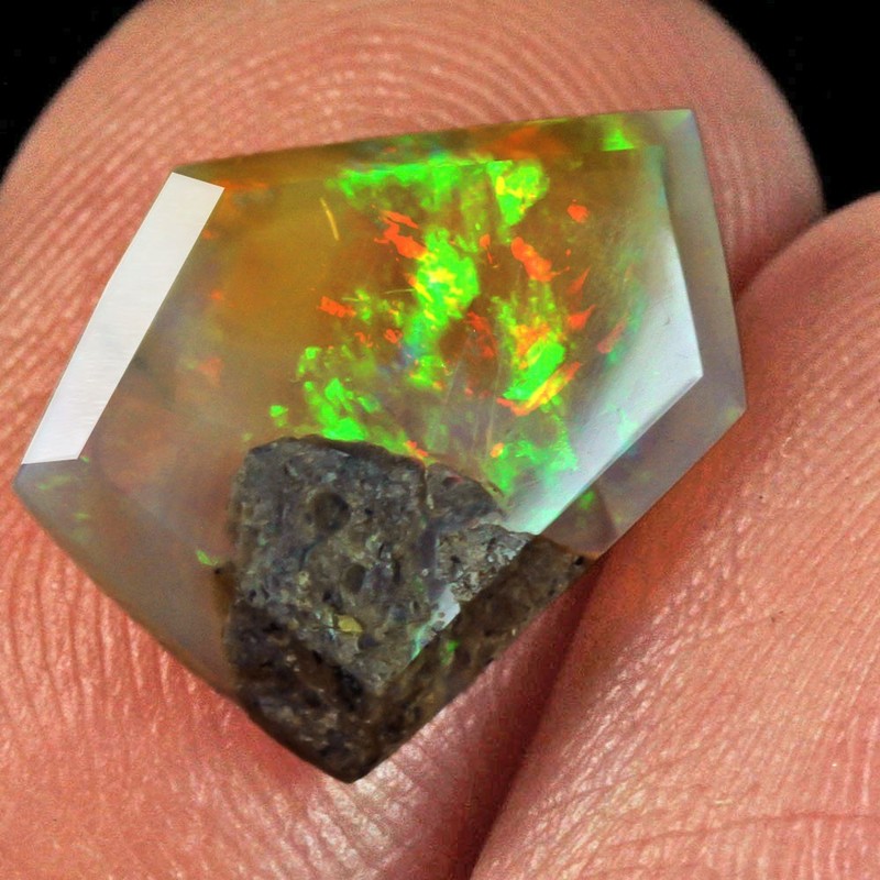 2.4Ct African Crystal Opal Play Of Color Facet Cut UQSL558
