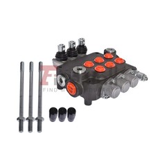 3 Spool Hydraulic Monoblock Double Acting Control Valve, 21 GPM, SAE Ports
