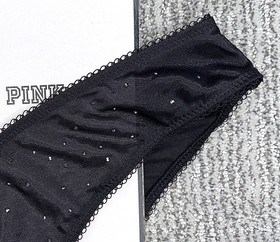 Victoria's Secret Dream Angels NWT Medium Black Crystal Shimmer Brazilian Panty