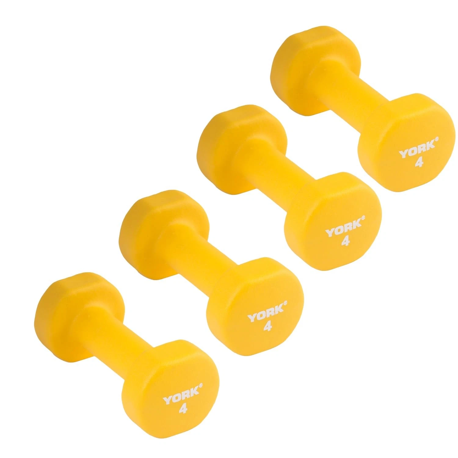 York Barbell Neoprene Coated Fitbell Dumbbell 4LB Pack 4 Dumbbell Set Women&Men