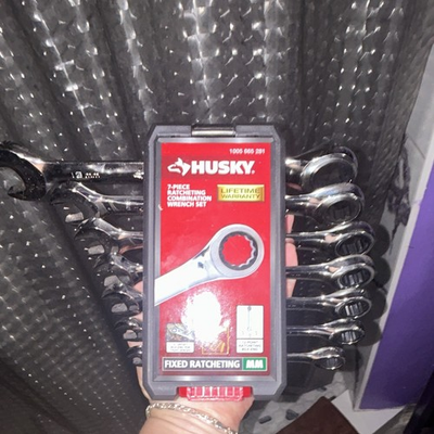 #ad Husky 7 Piece Metric Ratcheting Combination Wrench Set 8 18mm Chrome $29.70