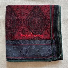 VTG Handkerchief Navy Fabric Woven Diamond Red Black Lattice Pocket Square 18 K1