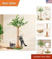 Interactive 45" Cat Scratching Post with Gentle Grooming Brush Track Balls