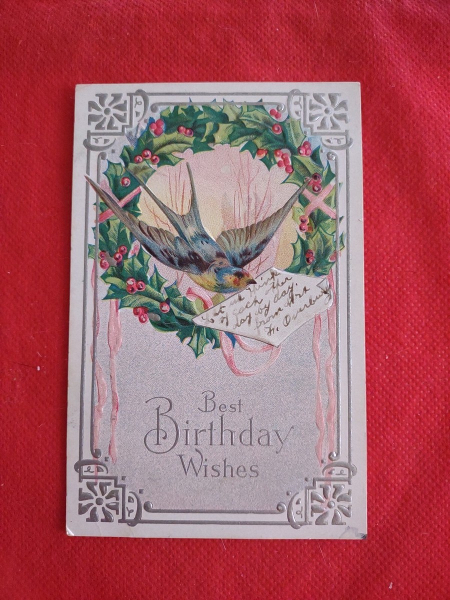Embossed Dove Birds Series Posted 1914 Silver Accents | eBay