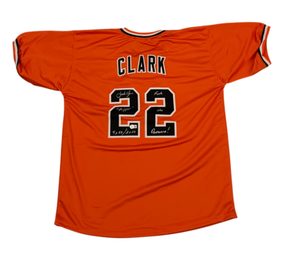 CLARK ユニフォーム 37値段交渉あり Jack Clark Signed SF Giants Custom Jersey w/ 4 Ins F**k LAD
