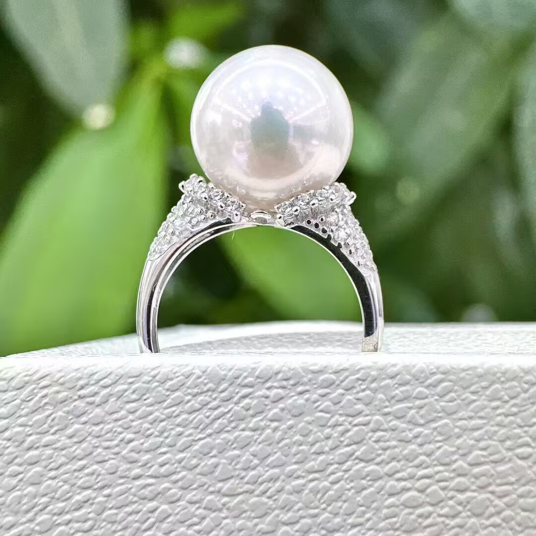elegant 12-13mm south sea round white pearl ring 925s(gx) | eBay