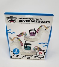Big Mouth Inflatable Magical Unicorn Beverage Boats Drink Floats 2 Pk Pool Party