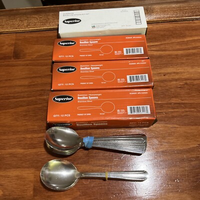 77 Superior Dominion 18/0 Stainless Steel Bouillon/Soup Spoons