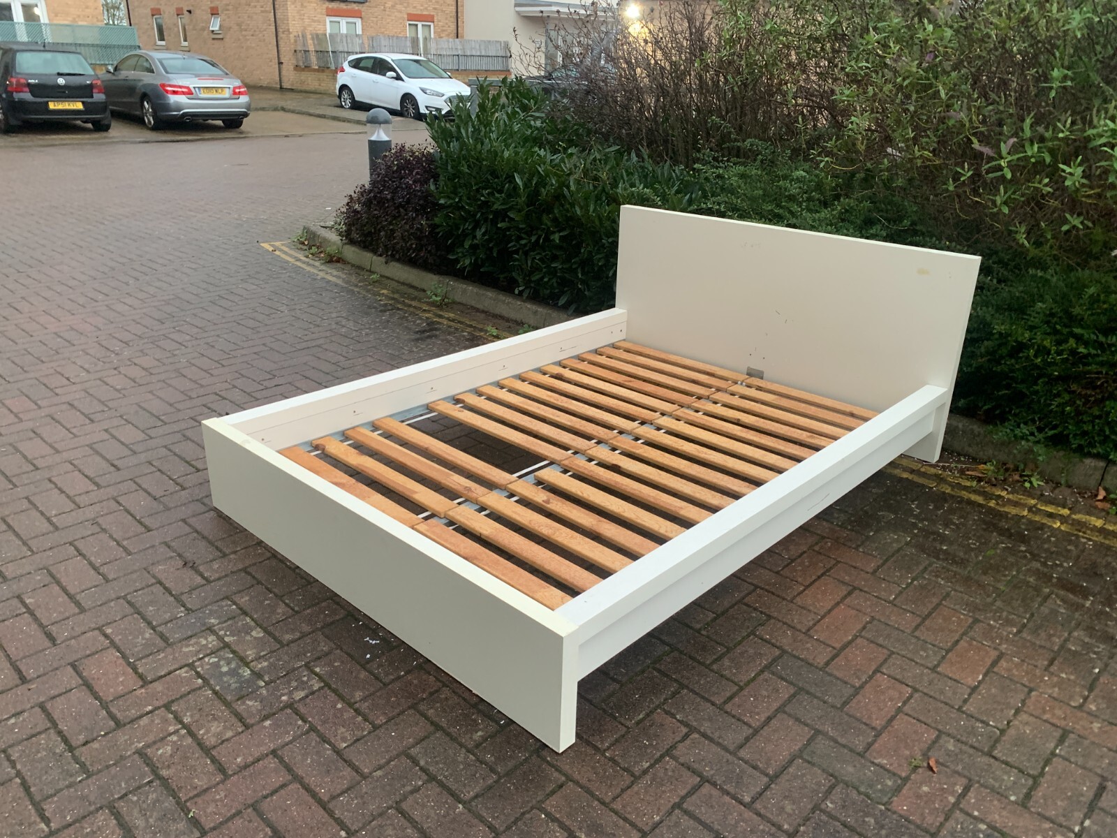 Fantastic IKEA Malm EU Double Size Bed Frame White + Sultan Lade Slats