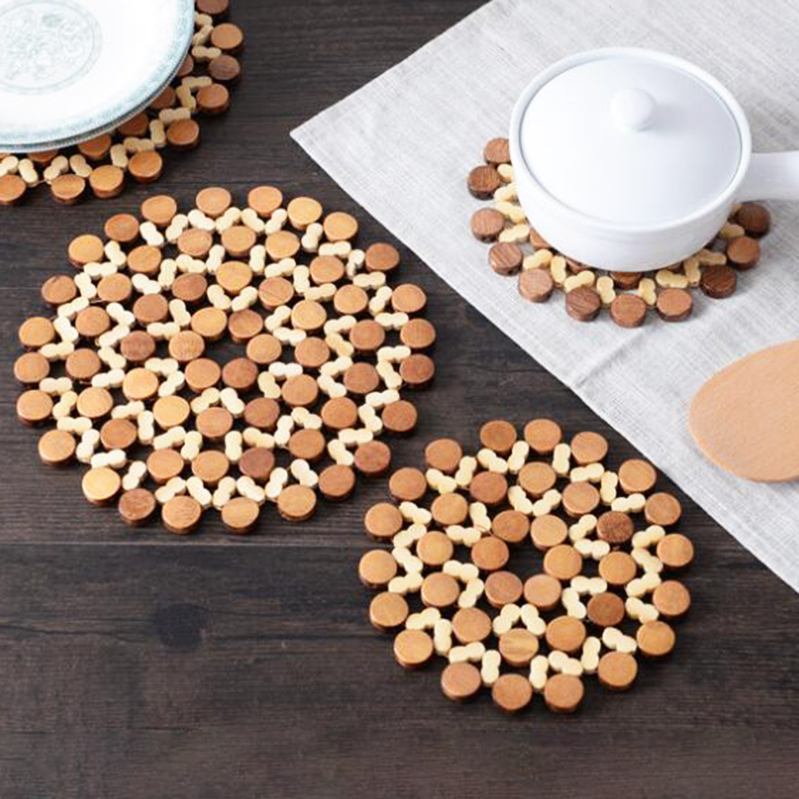 Longlasting Placemats Heatresistant Bamboo Placemat Set for Hot