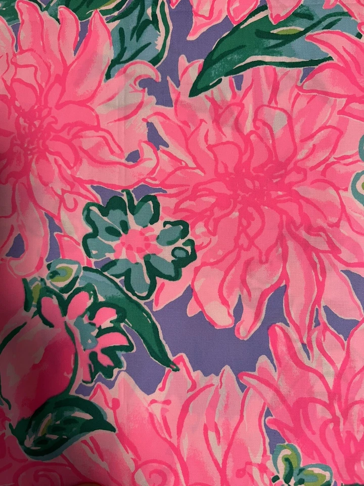 Lilly Pulitzer  Pink Periwinkle & Green  18”x18” Cotton Poplin  fabric square - Image 2 of 3