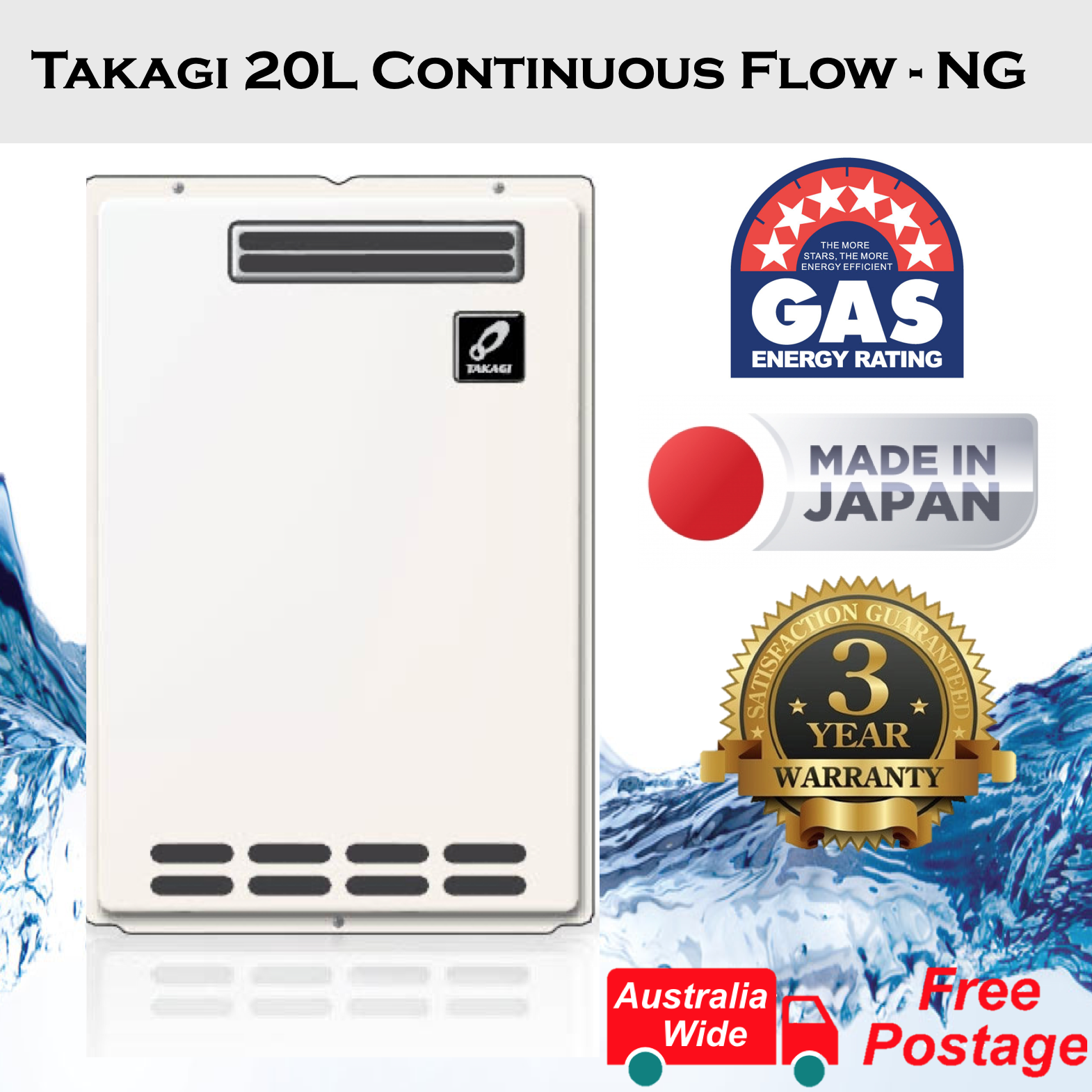 Takagi 20L Continuous Flow NG Gas Hot Water Heater, Replace Rinnai Rheem  DUX | eBay