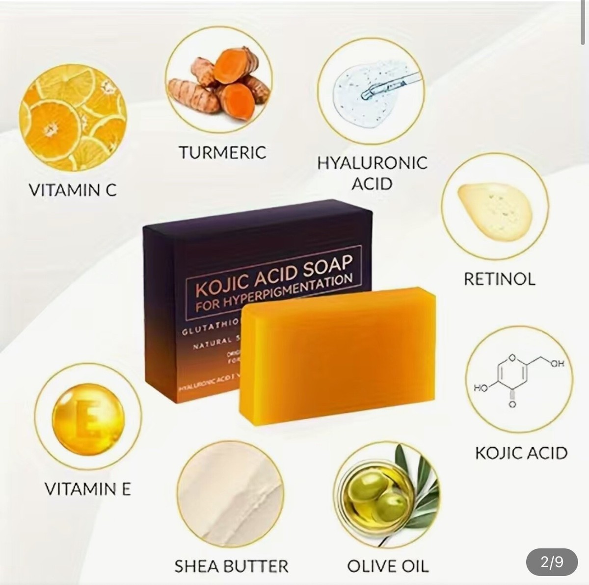 Kojic Acid Soap For Hyperpigmentation GLUTATHIONE.COLLAGEN.VITAMIN C