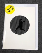 Eye Think Smart Move Animated Note Card BASEBALL PLAYER Flicker Moving NOS