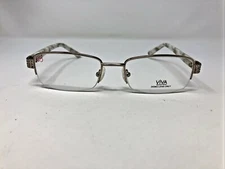 ViVA Eyeglasses Frames 314 52-18-135 Light Gold Half Rim /824