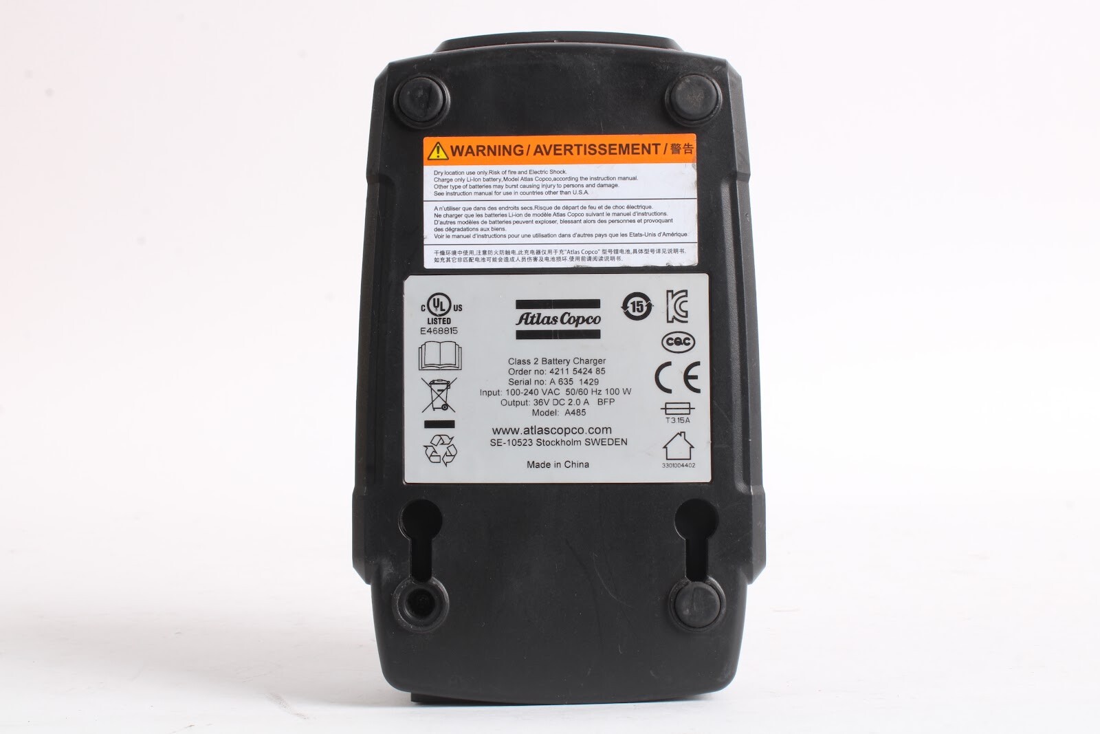 Atlas Copco A485 Multi-Charger 18/36V 4211542485 Efficient Battery 