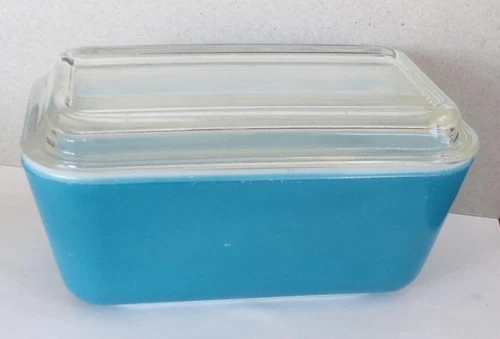 Vintage Blue Pyrex Lidded Rectangular Storage Dish 502-B & Lid 502-C