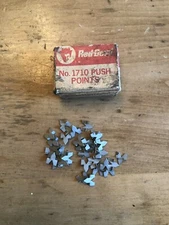 VINTAGE RED DEVIL NO.1710 PUSH POINTS WITH ORIGINAL BOX. 33 PCS NEW OLD STOCK