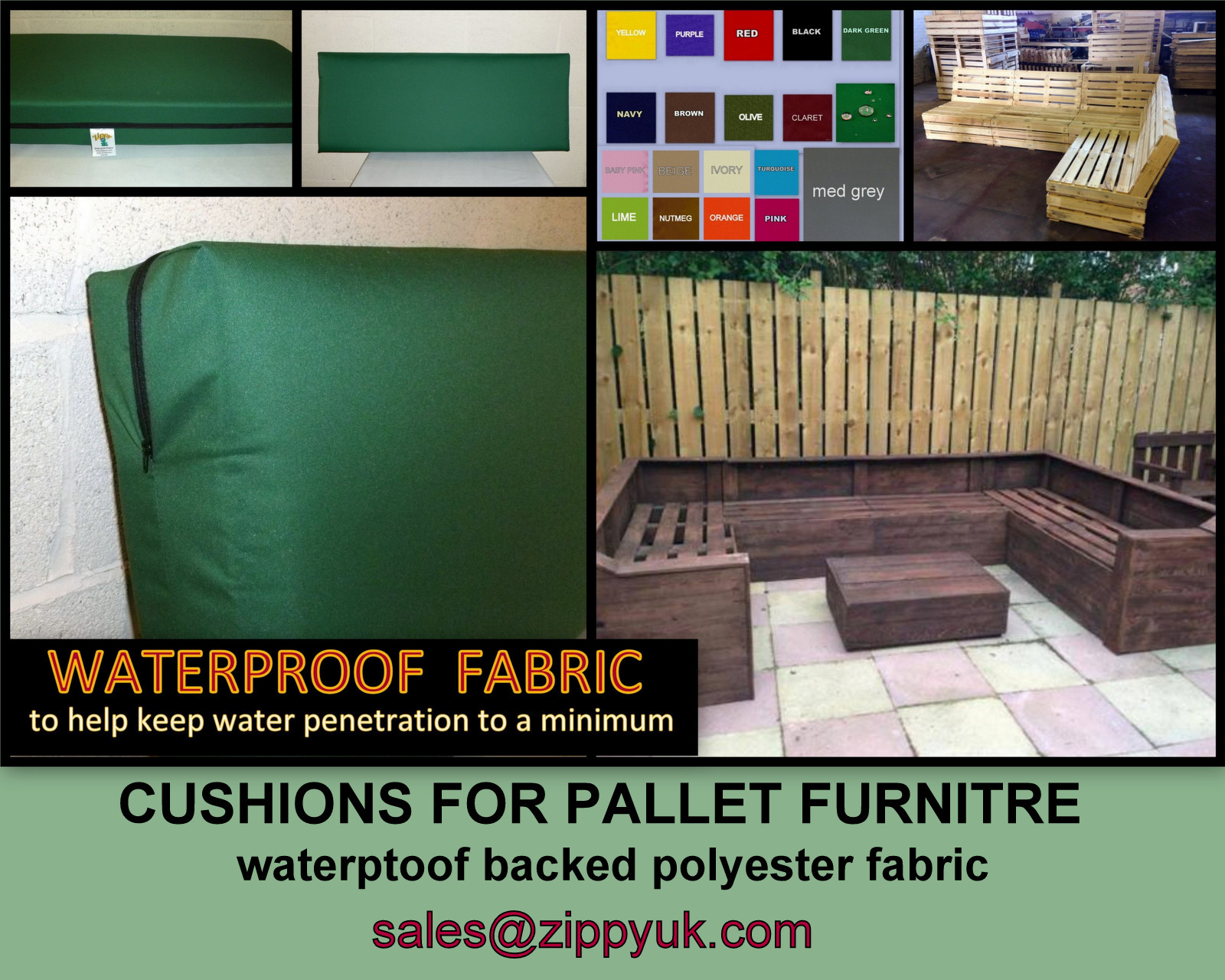 CUSHION 4" THICK 100cm x 55cm WATERPROOF BENCH SEAT & PALLET GARDEN