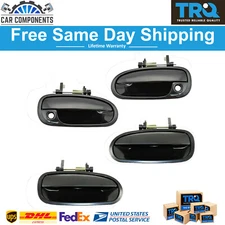 TRQ Front & Rear Door Handle Outside Black Set of 4 For 1996-2000 Honda Civic