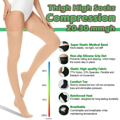 Thigh High Compression Socks Women Men Varicose 20-30 mmHg DVT Medical Stockings
