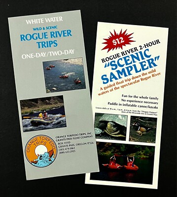1990s Rogue River OR Orange Torpedo White Water Rafting Vtg Travel Brochure