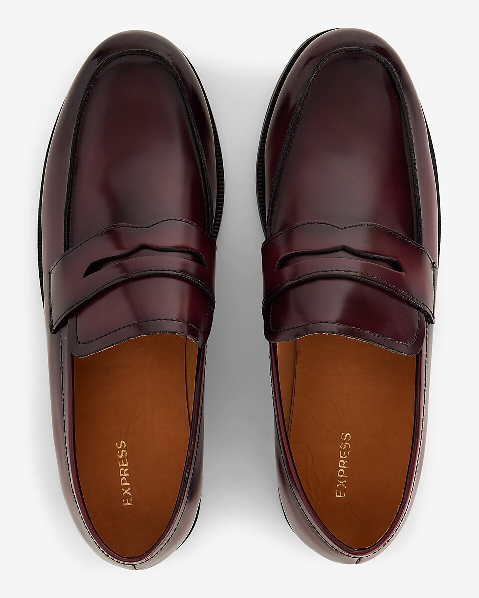 NEW EXPRESS $148 BURGUNDY GENUINE LEATHER LOAFER DRESS SHOES  display picture 2