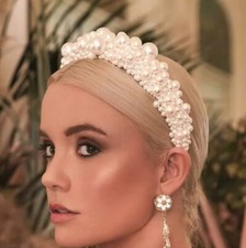 Pearl Vintage Wedding Headband Pearl Hair Hoop Knotted Pearl Hairband