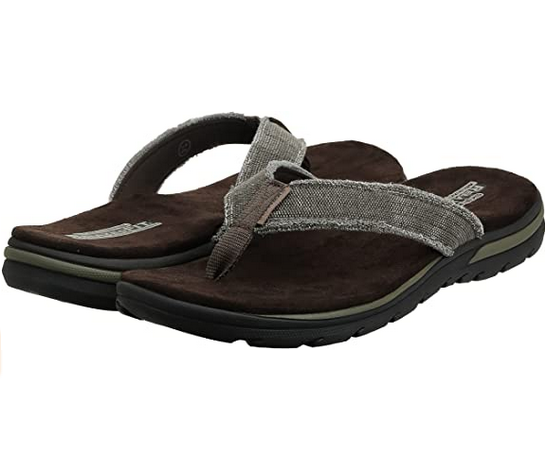 men's skechers relaxed fit memory foam flip flops