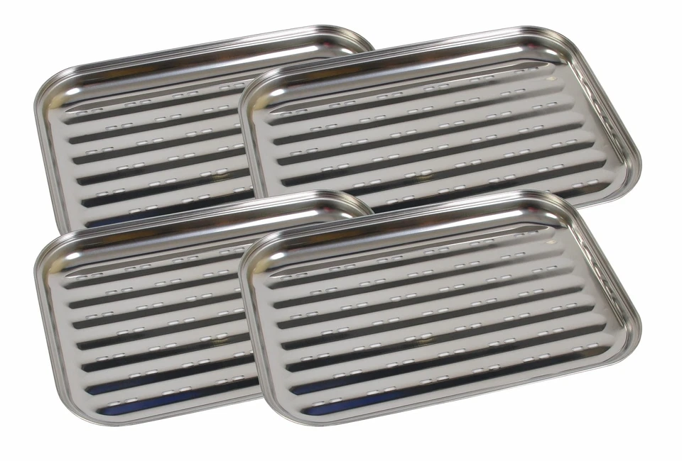 4x Edelstahl Grillschale 35x24cm BBQ Grillzubehör Pfanne Gemüseschale Grillkorb - Bild 1 von 1
