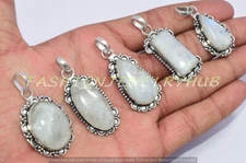 Rainbow Moonstone Gemstone Ethnic Handmade 5pcs Lot 925 Silver Plated Jewelry