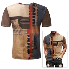 T-Shirt Mens Printed Vintage Short Sleeve Blouse Summer Casual Fitness Tops Tee