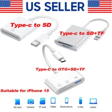 For Apple iPhone 15 Pro Max Plus USB Stick SD TF Card Reader Type C OTG Adapter