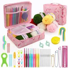 59Pcs/Set Crochet Set DIY Crochet Hook Kit With Storage Bag Material Pack