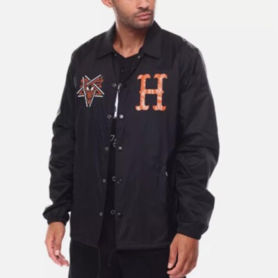 HUF x Thrasher Split Coaches Jacket Windbreaker Black Mens Small