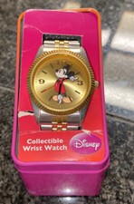 Disney Mickey Mouse Moving Arms 2 Tone Alloy Men's Watch Gold Silver Stainless