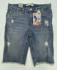 Levi's Denim Blue Jean Bermuda Shorts Adjustable Waist Youth Girl's Size 10R NWT