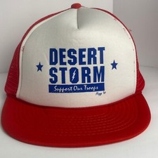 Desert Storm Trucker Hat Cap Snap Back Mens Support Our Troops Vintage 1991 OSFA