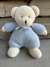 VTG 8”Soft Dreams Prestige Blue Cream Teddy Bear Baby Lovey Plush RARE HTF EUC