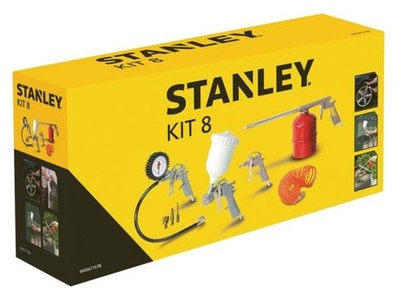 Stanley Pneumatisches Werkzeugsatz 8 tlg mit Spritzpistole mit Becher,