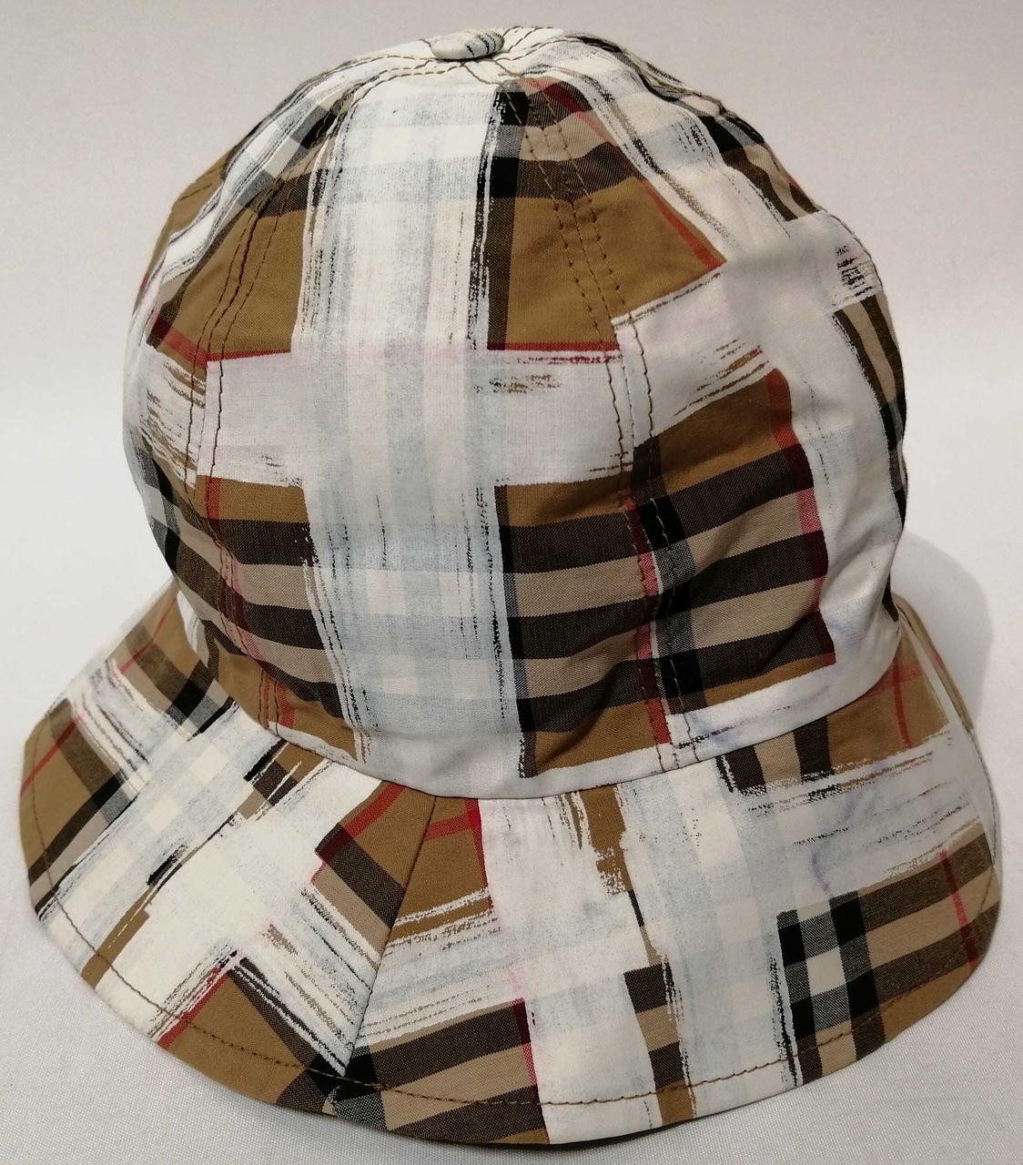 Burberry Painted Nova Check Plaid Bucket Hat Beige Cotton Size 57cm Made Italy thumbnail 2