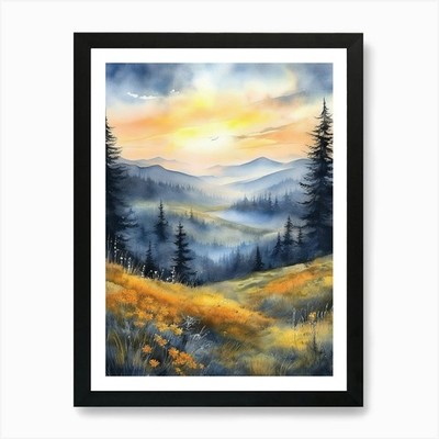 Nebelige Kiefern in den Appalachen gerahmtes Wandbild Poster Leinwanddruck Bild