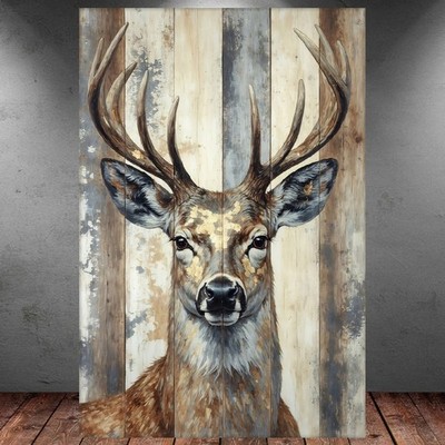 LEINWAND BILD ER XXL ABSTRAKT HIRSCH KOPF BEIGE GOLD MODERN WAND POSTER P1952